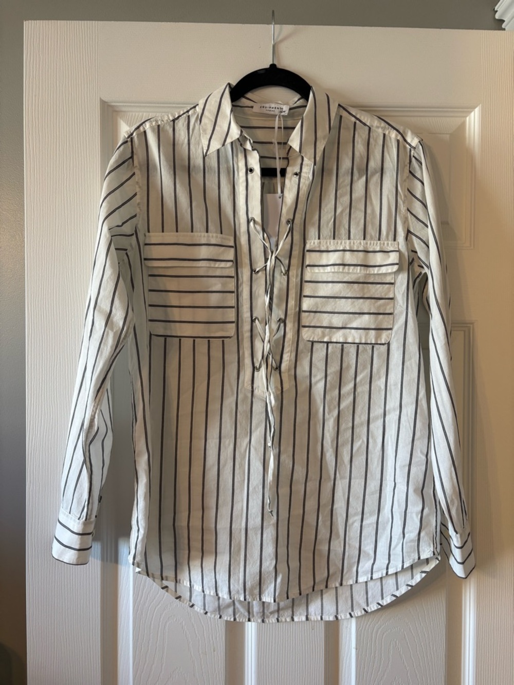 Equipment femme - Striped Lace-Up light Cotton Shirt blouse - new with tag